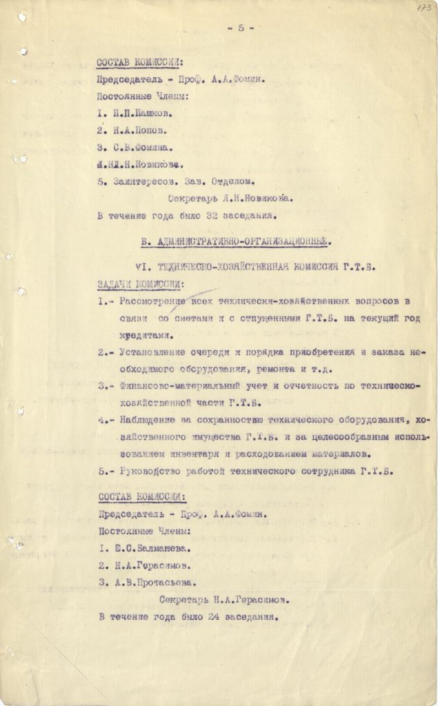Рабочие коллективные органы ГТБ, их задачи и кол-во заседаний с 1 окт. 1927 г. по 1 окт. 1928 г. Приложение № 2 к годовому отчету библиотеки. Копия. Из фондов РГБИ.