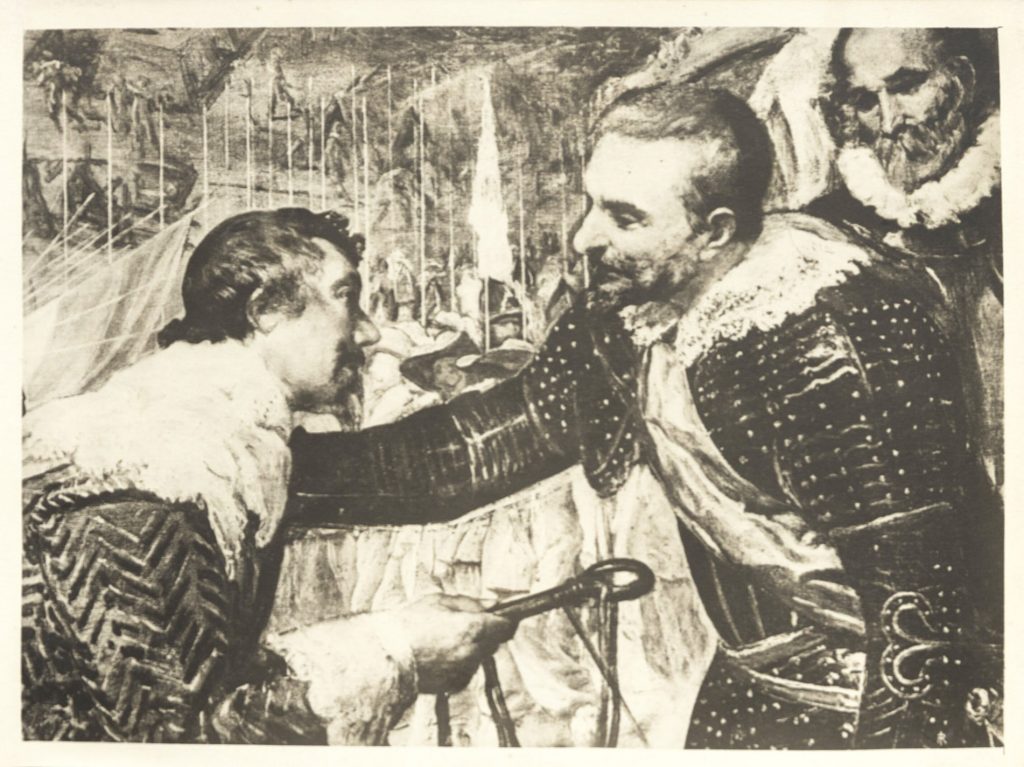 Velazquez D. The Surrender of Breda (Detail) – Harris-Spanish painting. Tab. 60. Фоторепродукция книжной иллюстрации в тематическом альбоме «Дама – невидимка», составленном сотрудником ГТБ П.П.Пашковым и хранящемся в Центре визуальной информации. Из фондов РГБИ.