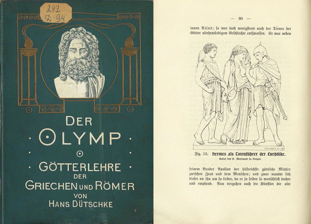 Переплет и иллюстрация из аналогичного экземпляра: Dutschke H., Der Olymp: Gotterlehre der Griechen und Romer: Mit 53 Abbildungen nach antiken Originalen: Neue Rechtschreibung - Berlin , [1905]. Из фондов РГБИ.
