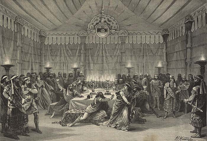 Иллюстрации из журнала «Всемирная иллюстрация» (1875, № 322. С. 184). Даммюллер Э.К. по рис. Негадаева Н.С. Сцена оргии из 4 действия оперы А.Н.Серова «Юдифь» в императорском Мариинском театре. Гравюра на дереве. Из фондов РГБИ.