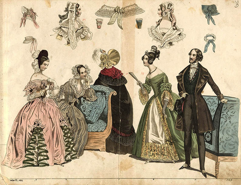 Модные картинки из журнала Moden Zeitung. 1838. Листы из коллекционного альбома. Из фондов РГБИ.