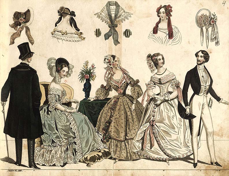 Модные картинки из журнала Moden Zeitung. 1838. Листы из коллекционного альбома. Из фондов РГБИ.